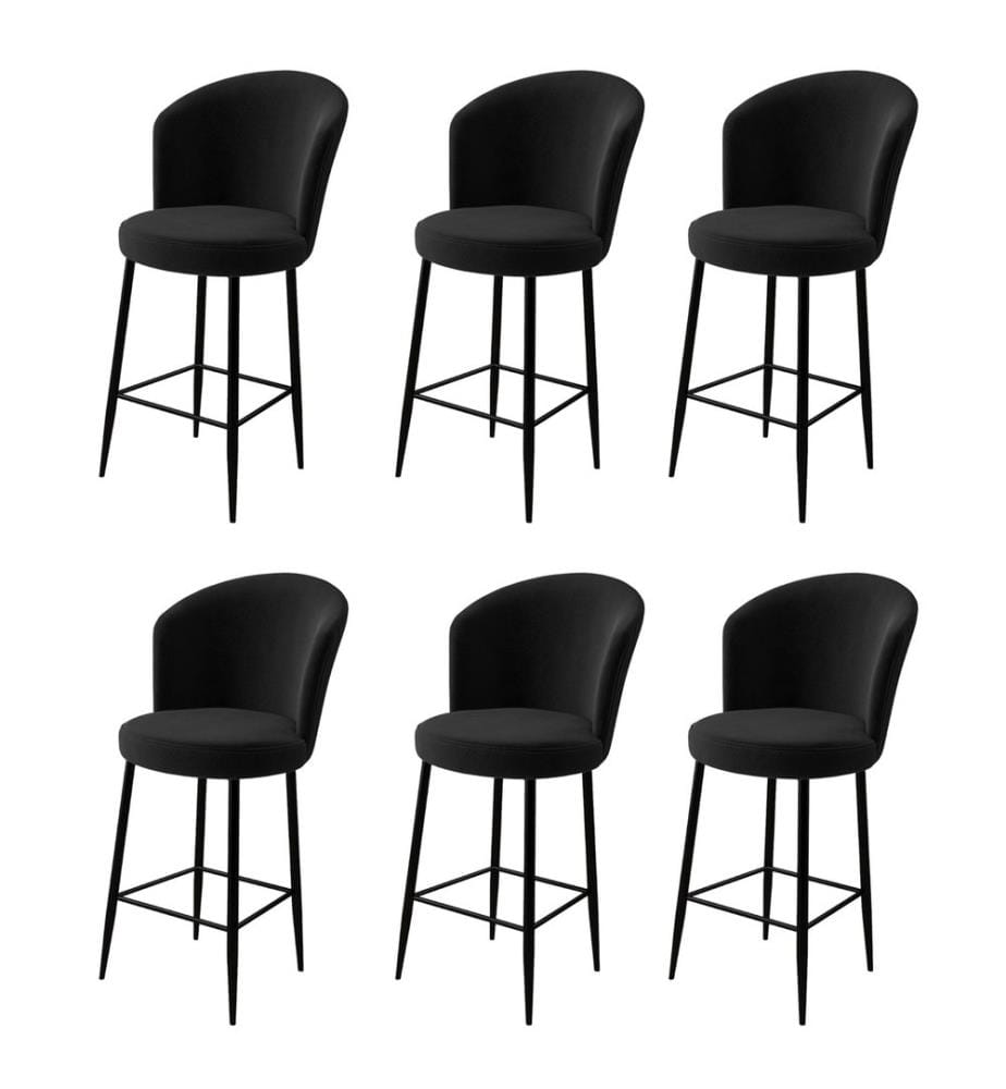 Barhocker-Set , 6-teilig, Schwarz, Gestell: Metall, Stoff: Babyface