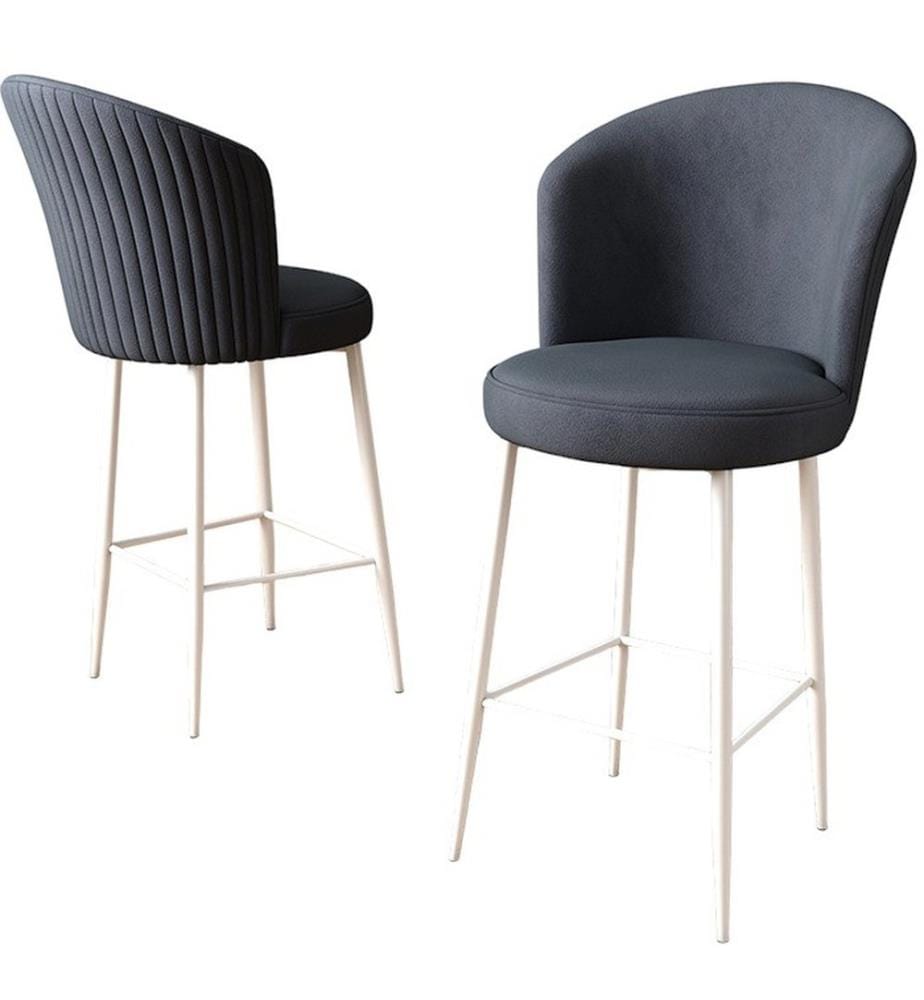 Barhocker Set , 2 Stück, Anthrazit, Weiss, Gestell: Metall, Stoff: Babyface