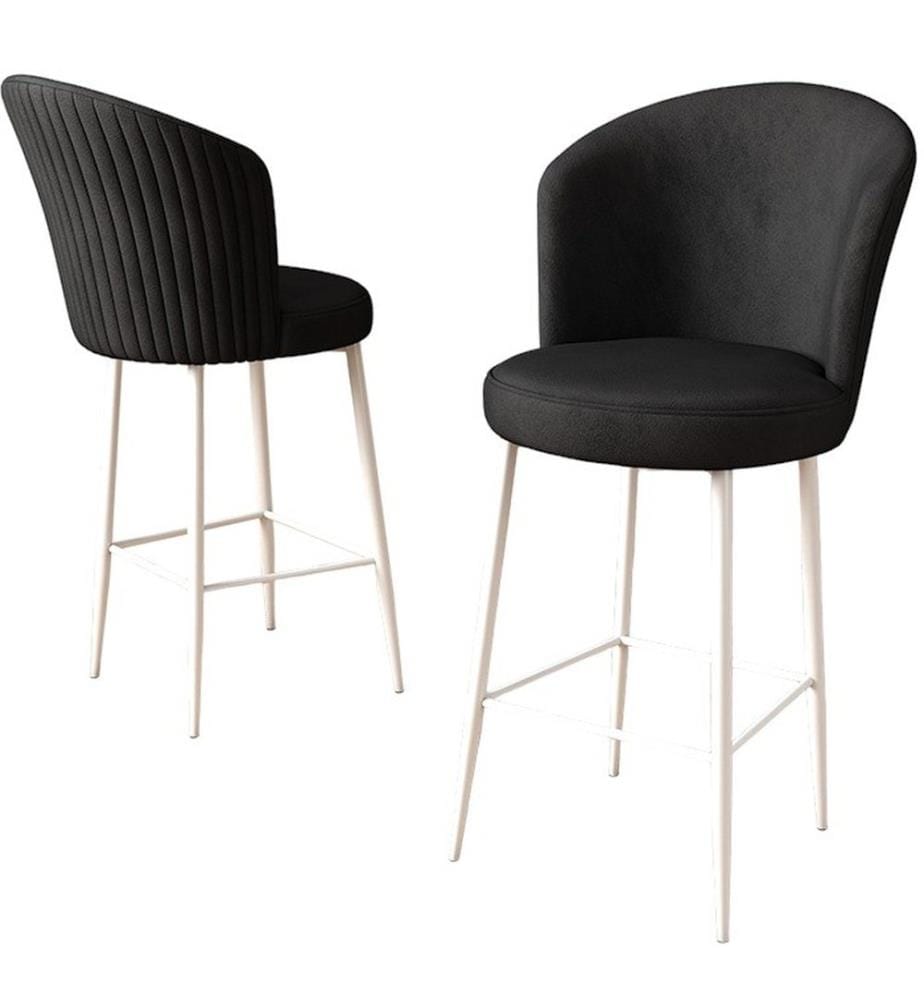 Barhocker Set , 4 Stück, Schwarz, Weiss, Gestell: Metall, Stoff: Babyface