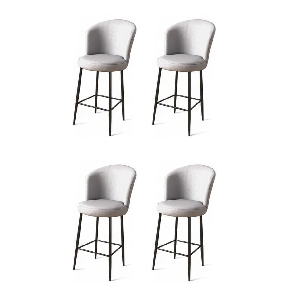 Barhocker Set , 4 Stück, Grau, Schwarz, Gestell: Metall, Stoff: Kunstleder