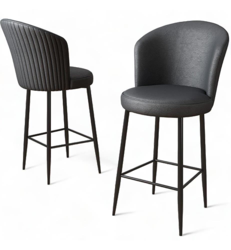 Barhocker-Set, 6-teilig, Anthrazit, Schwarz, Gestell: Metall, Stoff: Kunstleder