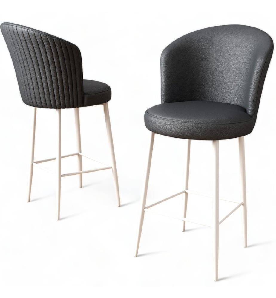 Barhocker-Set , 6-teilig, Anthrazit, Weiss, Gestell: Metall, Stoff: Kunstleder