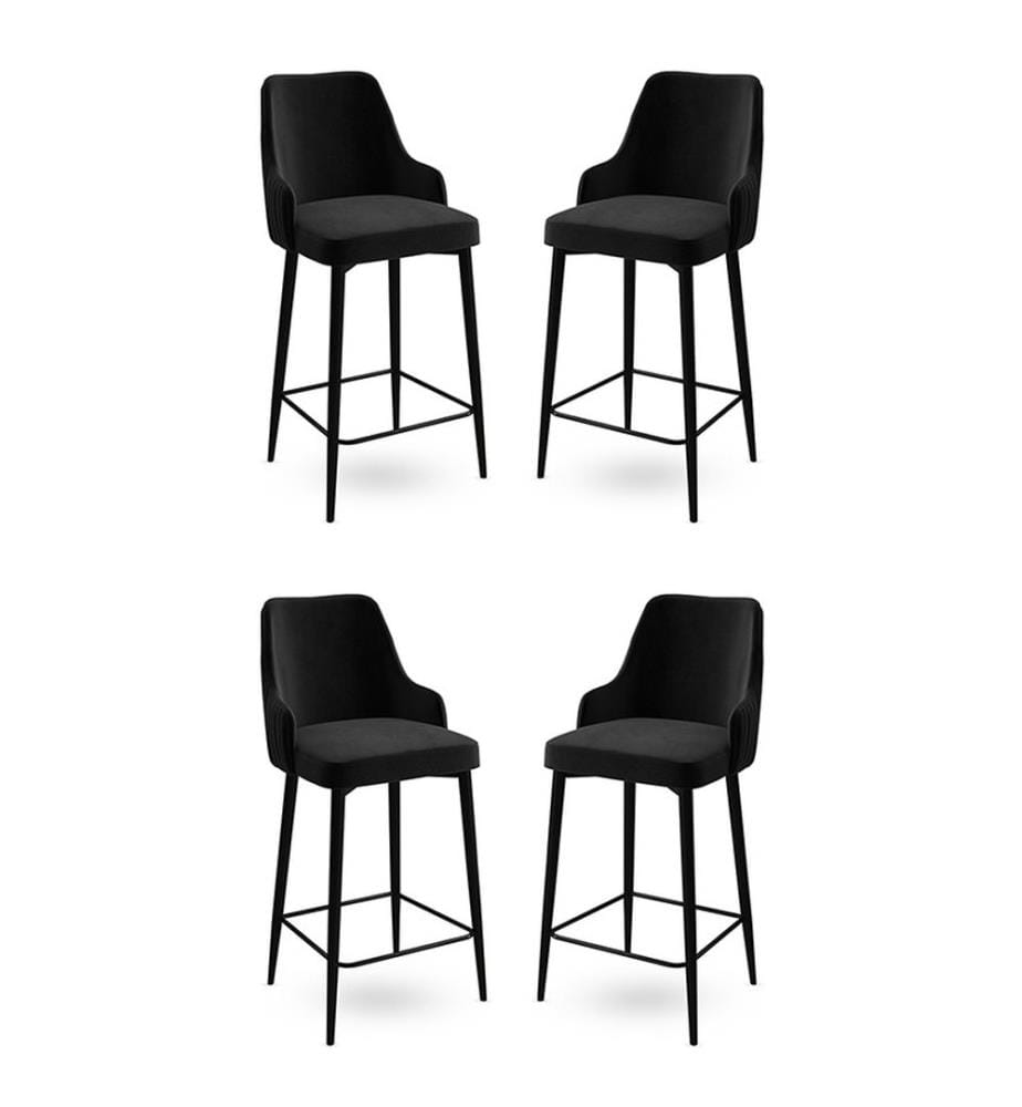 Barhocker Set , 4 Stück, Schwarz, Gestell: Metall, Stoff: Babyface