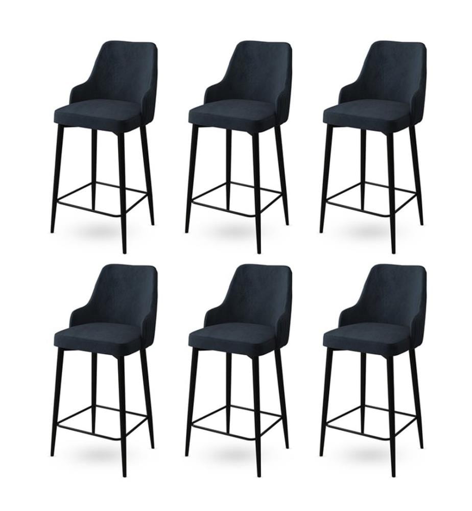 Barhocker-Set , 6-teilig, Anthrazit, Schwarz, Gestell: Metall, Stoff: Babyface