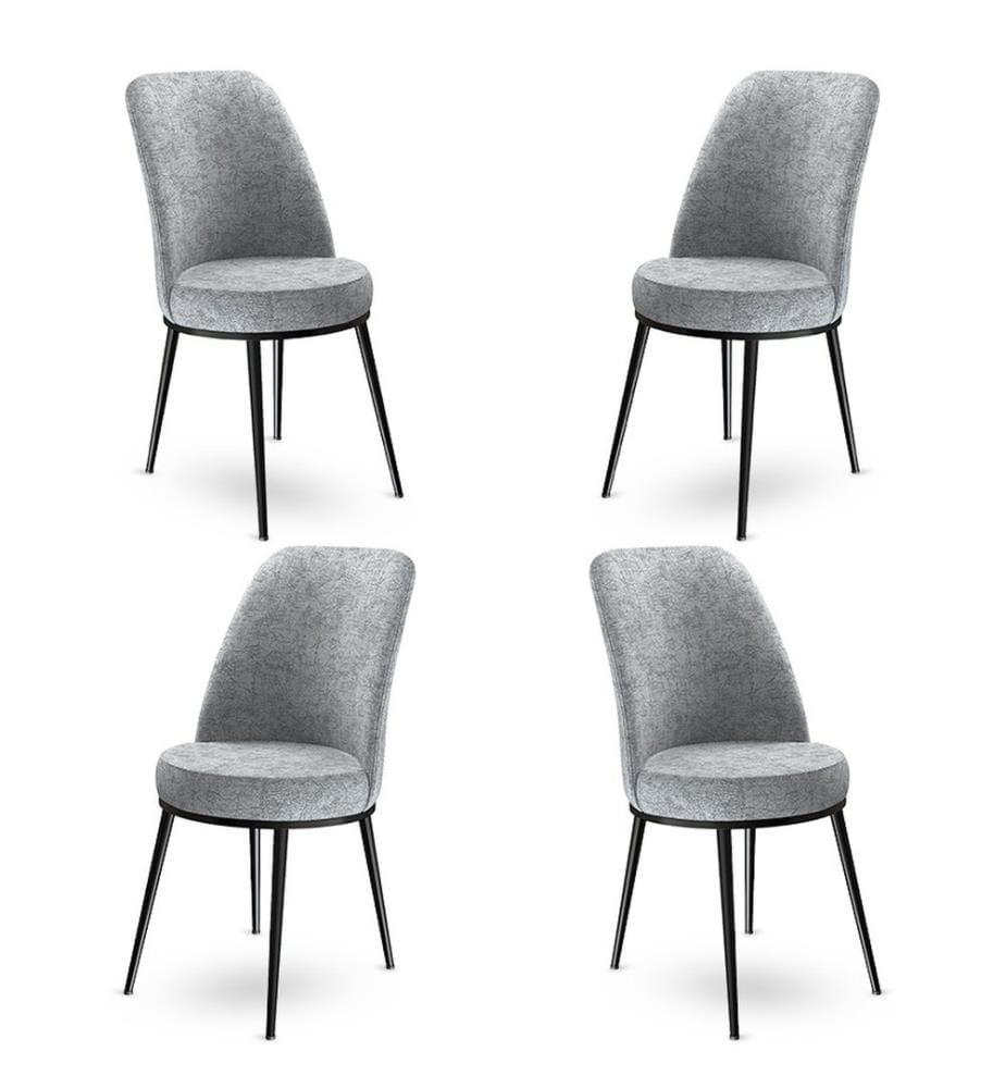 Ensemble de tabourets de bar, 4 pièces, gris, noir, châssis : Métal, Tissu : Babyface