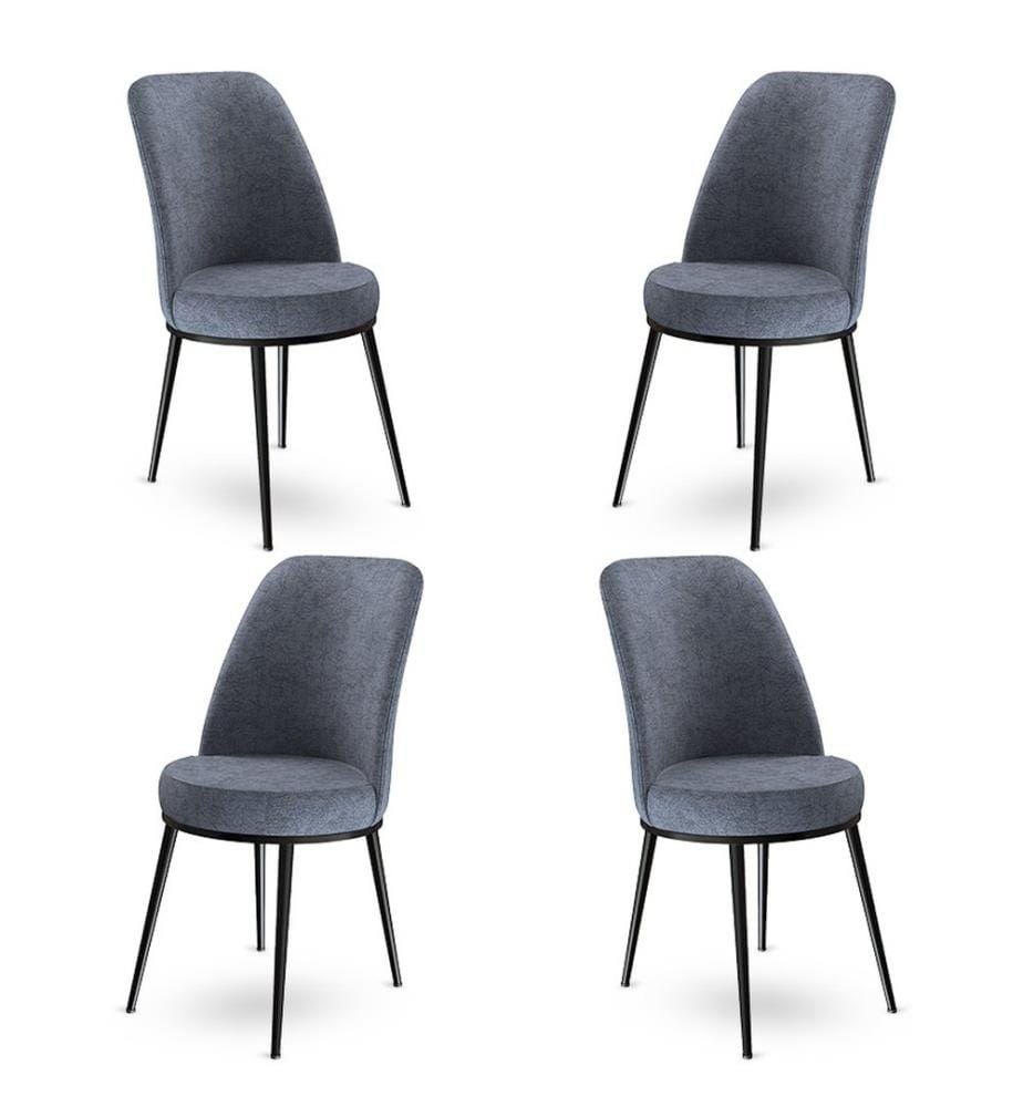 Ensemble de tabourets de bar, 4 pièces, Fume, Black, Frame : Métal, Tissu : Babyface