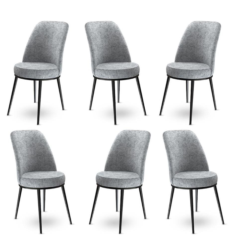 Barhocker Set , 6 Teile, Grau, Schwarz, Gestell: Metall, Stoff: Babyface