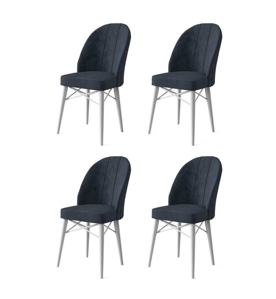 Stuhl Set , 4 Stück, Anthrazit, Weiss, Gestell: Metall, Stoff: Babyface