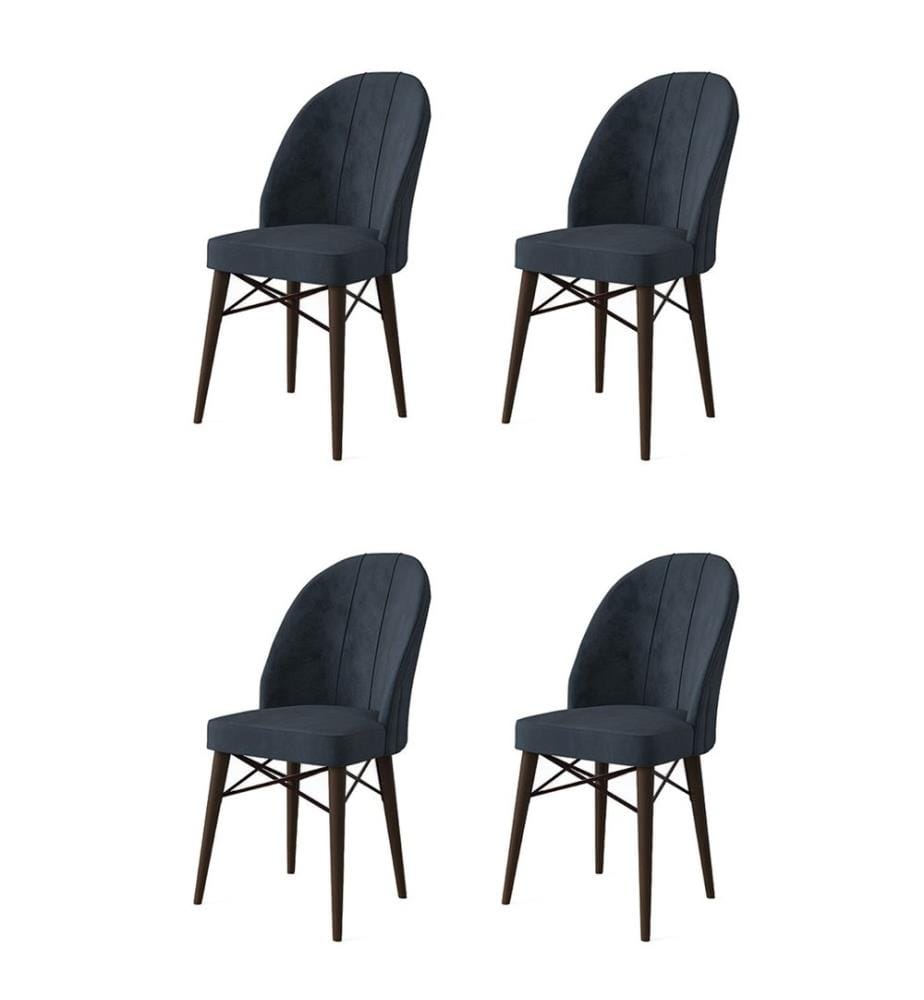 Stuhl Set , 4 Stück, Anthrazit, Braun, Gestell: Metall, Stoff: Babyface