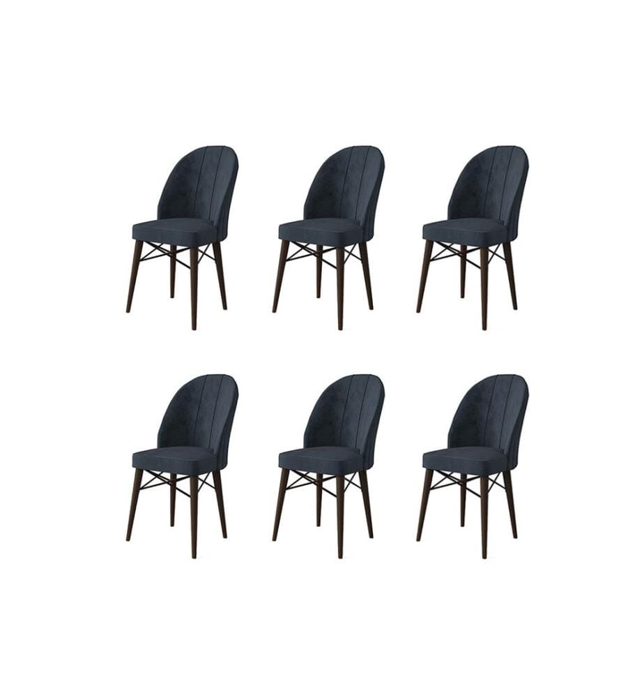 Stuhl-Set , 6-teilig, Anthrazit, Braun, Gestell: Metall, Stoff: Babyface
