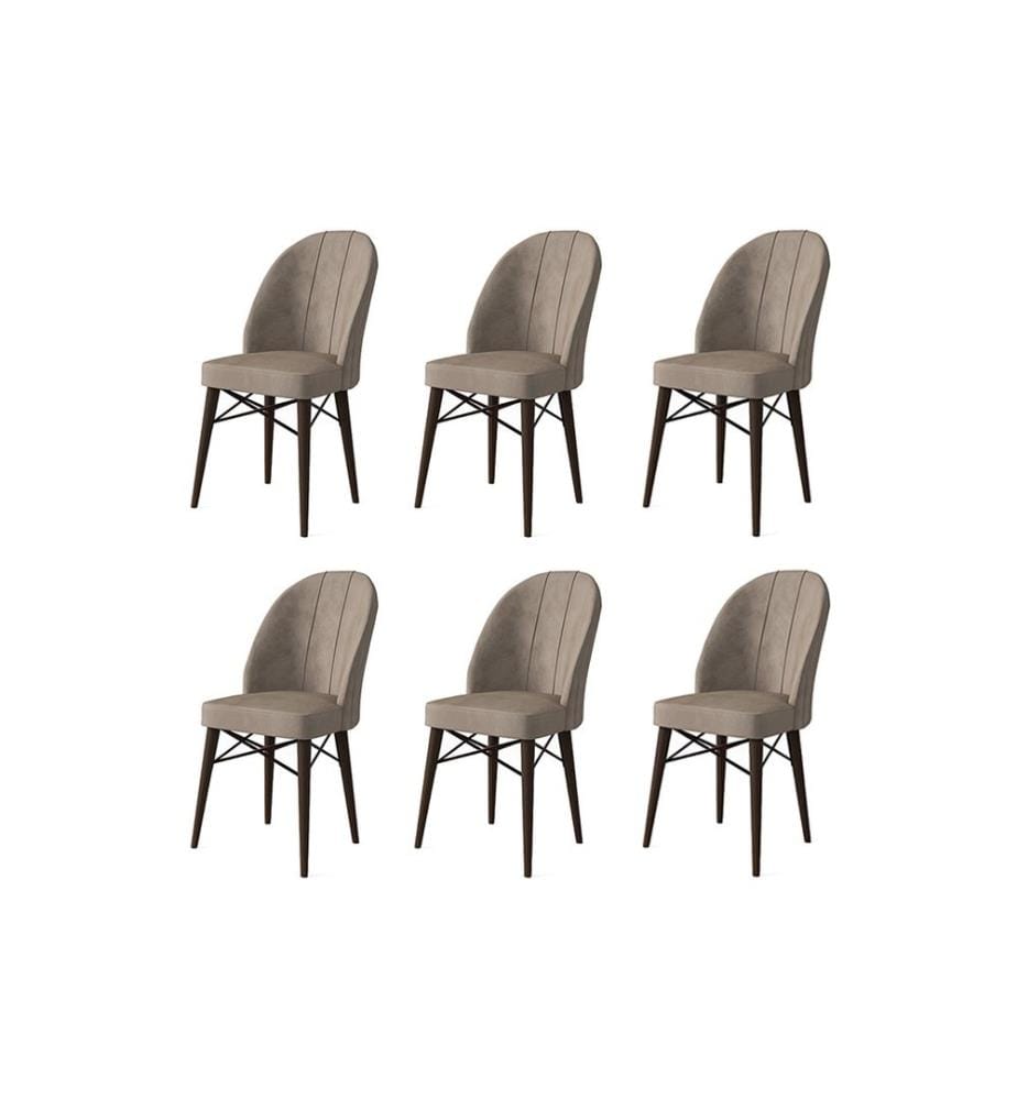 Stuhl-Set , 6-teilig, Cappuccino, Braun, Gestell: Metall, Stoff: Babyface