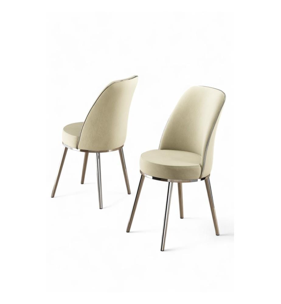 Stuhlset, 4-teilig, Creme, Chrom, Gestell: 100 % Metall, Bezug: Babyface