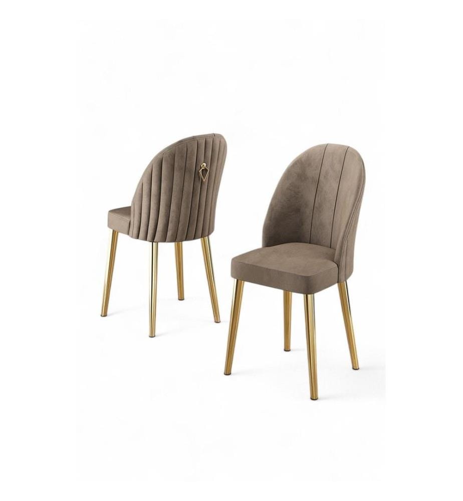 Stuhlset, 2-teilig, Cappuccino, Gold, Gestell: 100 % Metall, Bezug: Babyface