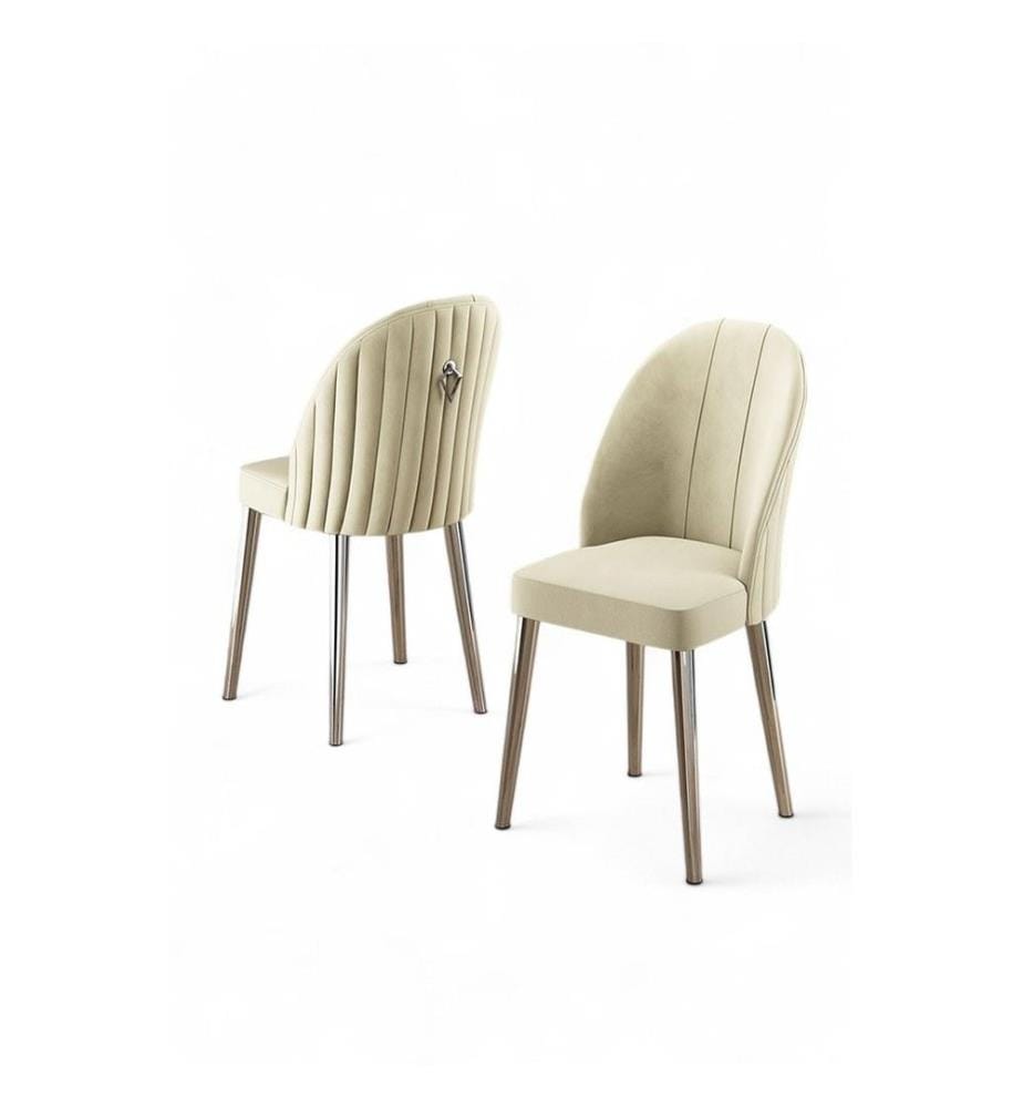 Stuhlset, 4-teilig, Creme, Chrom, Gestell: 100 % Metall, Bezug: Babyface