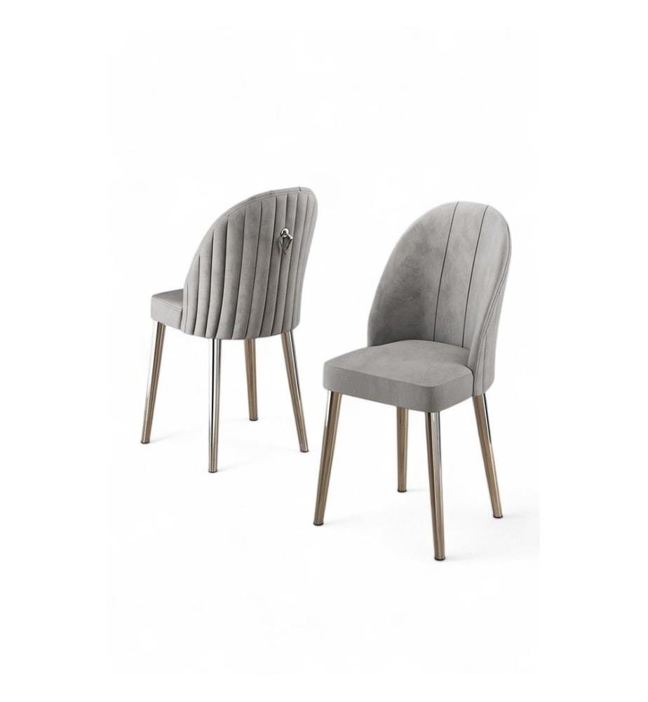Stuhlset, 4-teilig, Grau, Chrom, Gestell: 100 % Metall, Bezug: Babyface