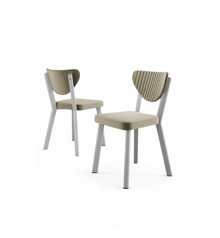 Stuhlset, 6-teilig, Creme, Weiss, Gestell: 100% Metall