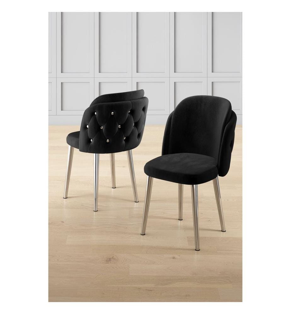 Stuhlset, 4-teilig, Schwarz, Chrom, Gestell: 100 % Metall