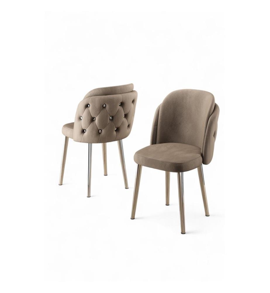 Stuhlset, 4-teilig, Cappuccino, Chrom, Gestell: 100 % Metall