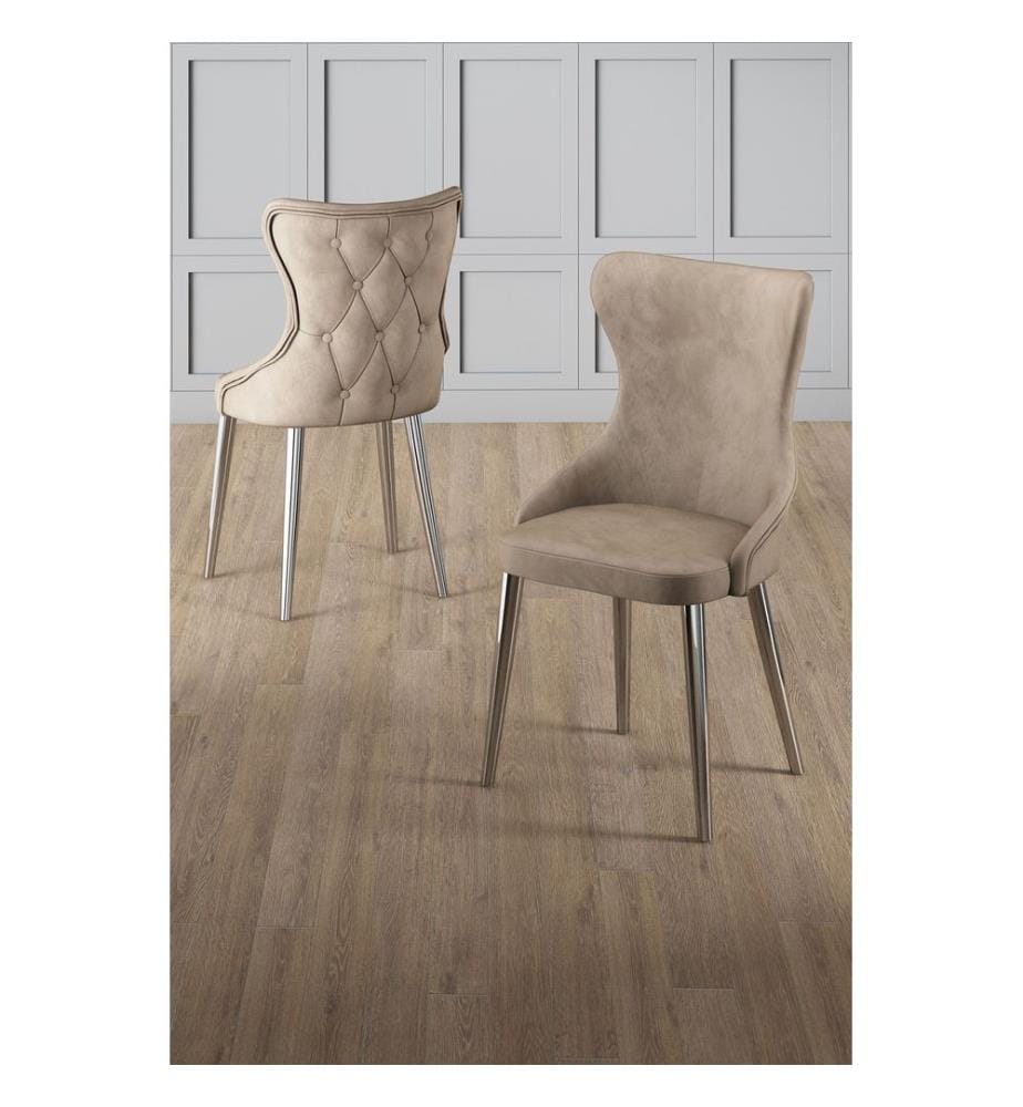 Stuhlset, 4-teilig, Cappuccino, Chrom, Gestell: 100 % Metall