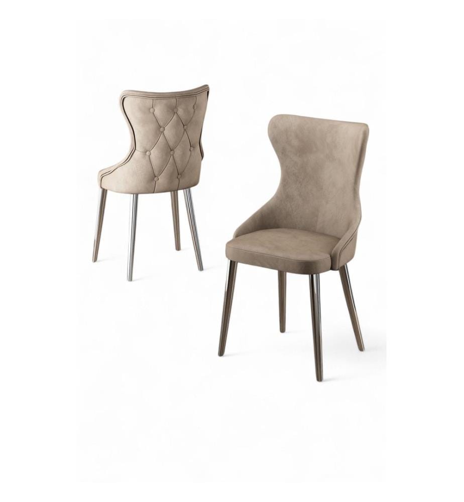 Stuhlset, 6-teilig, Cappuccino, Chrom, Gestell: 100 % Metall