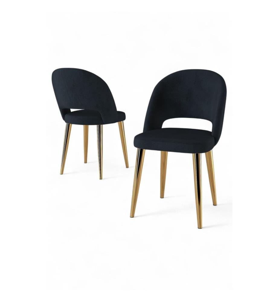 Stuhlset, 4-teilig, Anthrazit, Gold, Gestell: 100% Metall