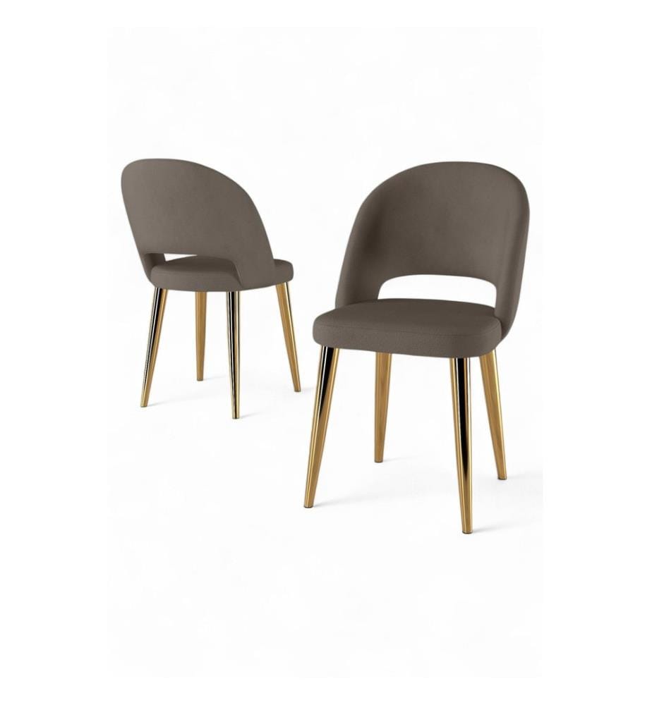 Stuhlset, 6-teilig, Cappuccino, Gold, Gestell: 100% Metall