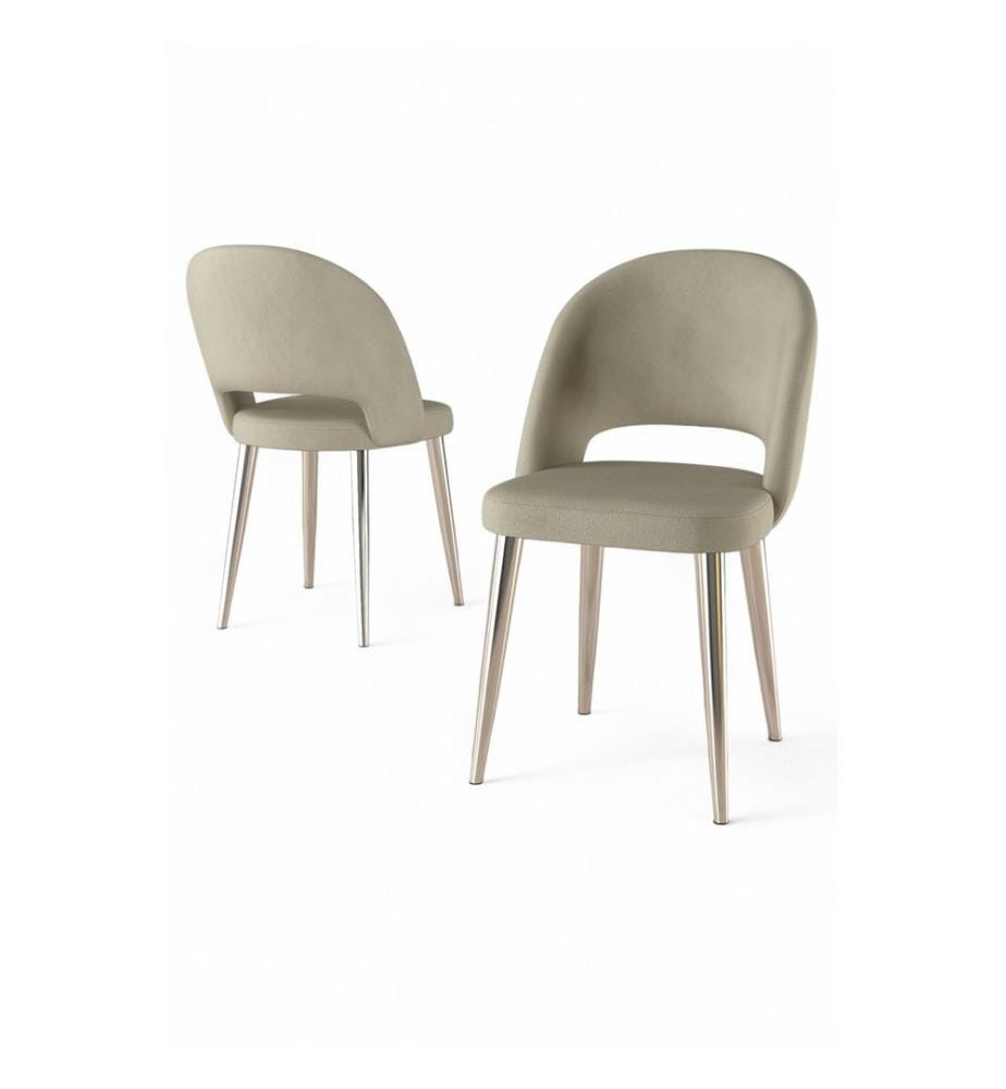 Stuhlset, 6-teilig, Creme, Chrom, Gestell: 100 % Metall