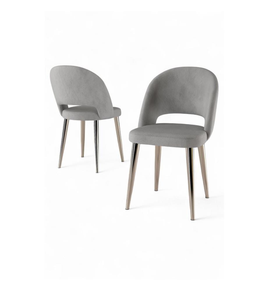 Stuhlset, 6-teilig, Grau, Chrom, Gestell: 100 % Metall