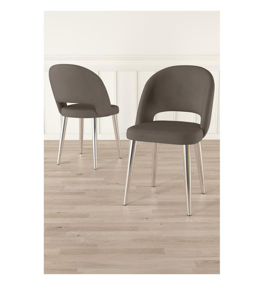 Stuhlset, 6-teilig, Cappuccino, Chrom, Gestell: 100 % Metall
