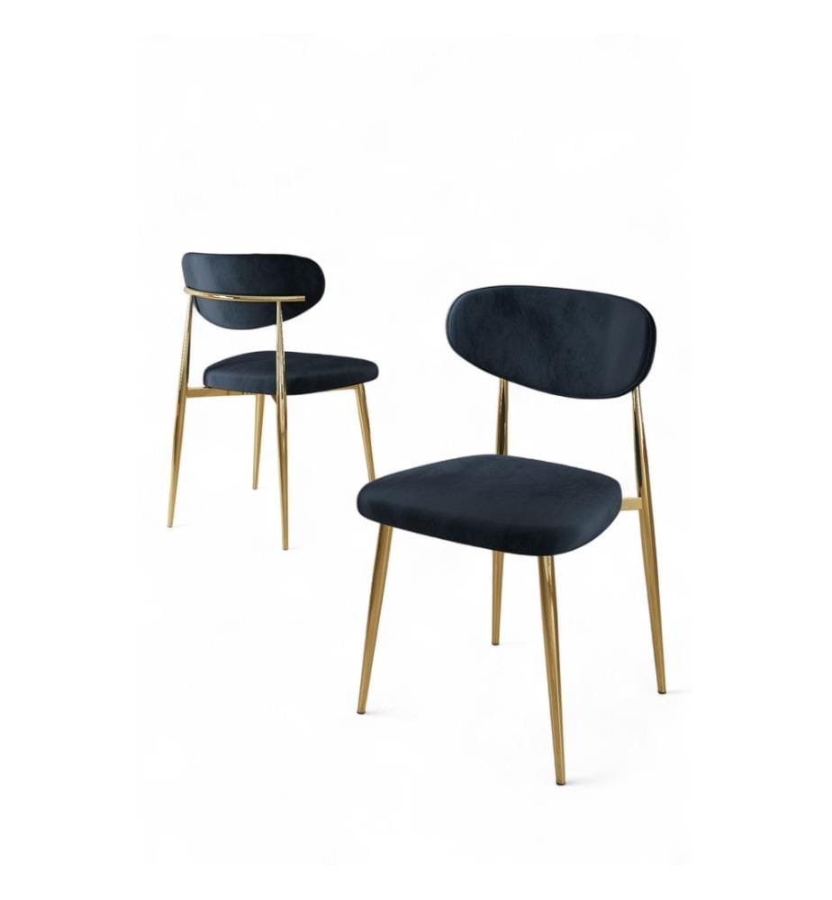 Stuhlset, 4-teilig, Anthrazit, Gold, Gestell: 100% Metall