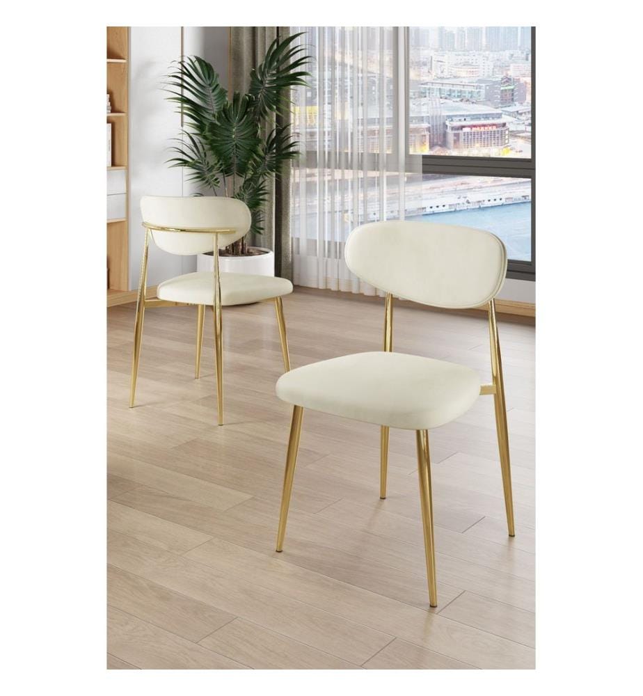 Stuhlset, 4-teilig, Creme, Gold, Gestell: 100% Metall