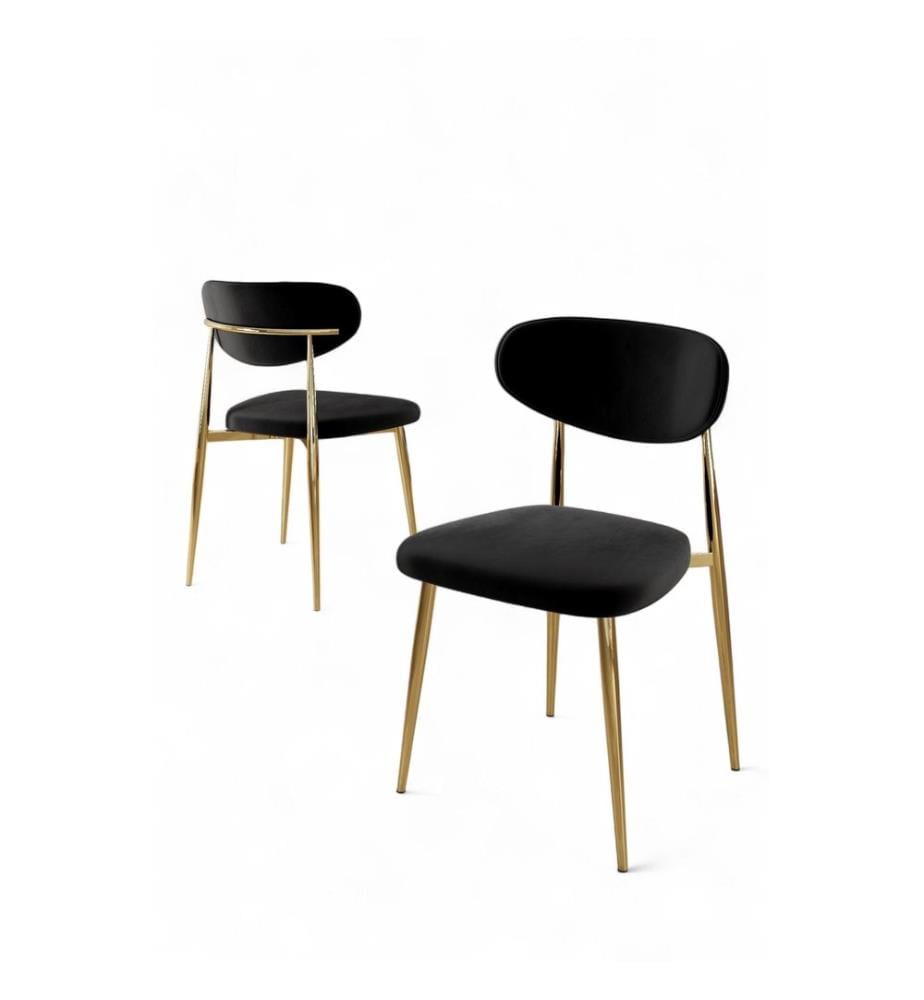 Stuhlset, 4-teilig, Schwarz, Gold, Gestell: 100 % Metall