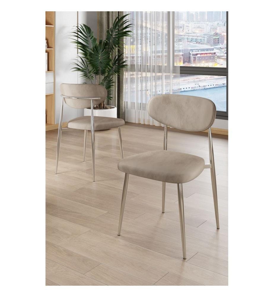 Stuhlset, 4-teilig, Cappuccino, Chrom, Gestell: 100 % Metall