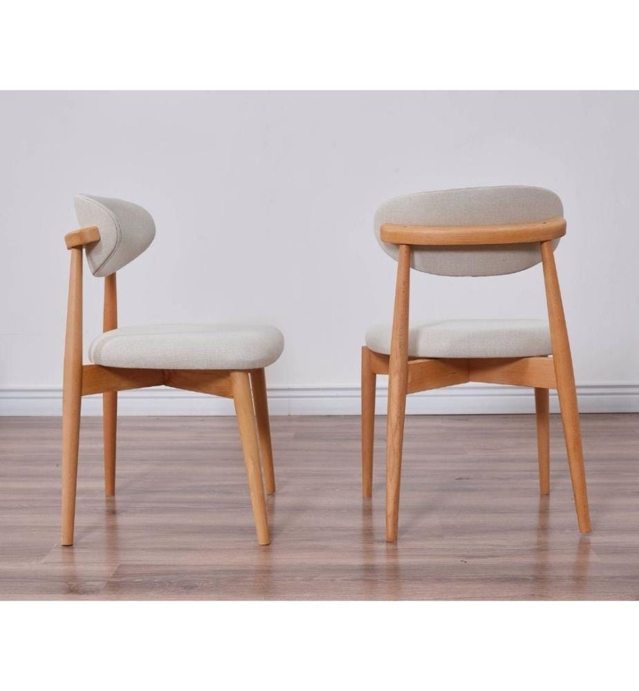 Stuhlset, 2-teilig, Eiche, Beige, Gestell: 100 % Hornbuchenholz