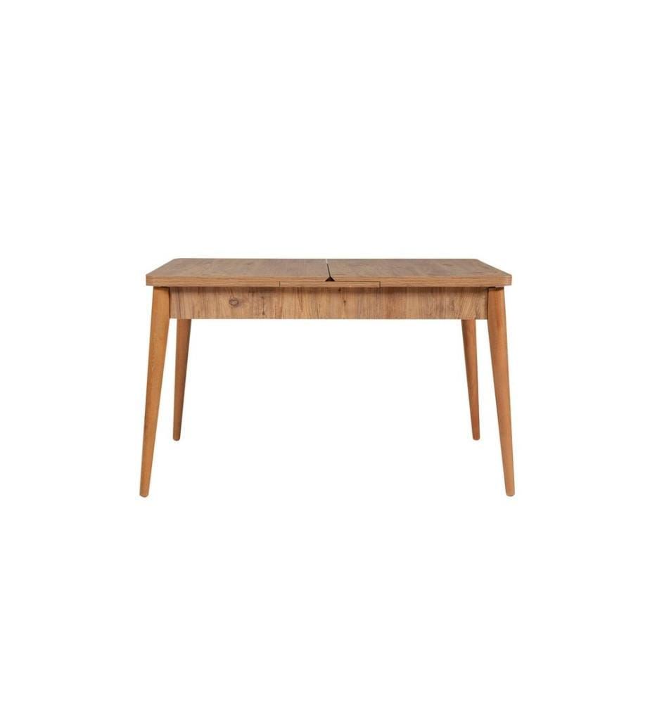 Ensemble table et chaises à rallonges, 6 pièces, pin atlantique, pierre, 100% PARTICULES ENDUITES DE MÉLAMINE, tissu : 100% LIN, pieds en bois de charme