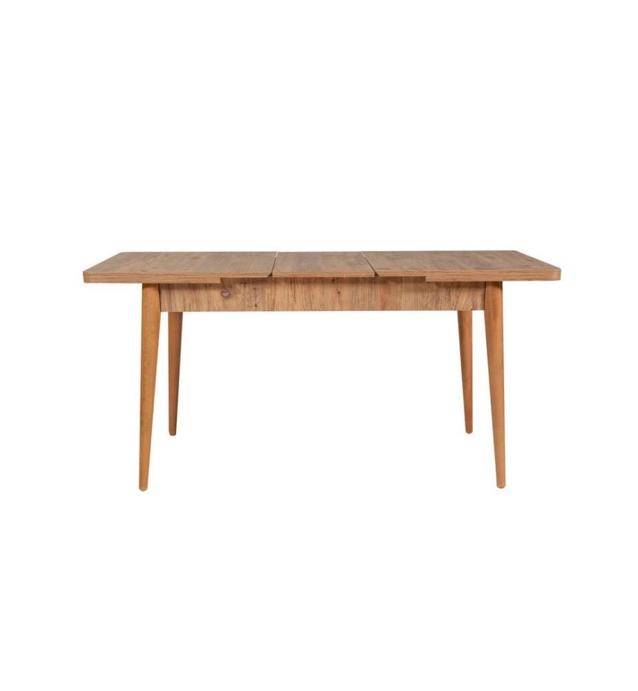 Ensemble table et chaises à rallonges, 6 pièces, pin atlantique, pierre, 100% PARTICULES ENDUITES DE MÉLAMINE, tissu : 100% LIN, pieds en bois de charme
