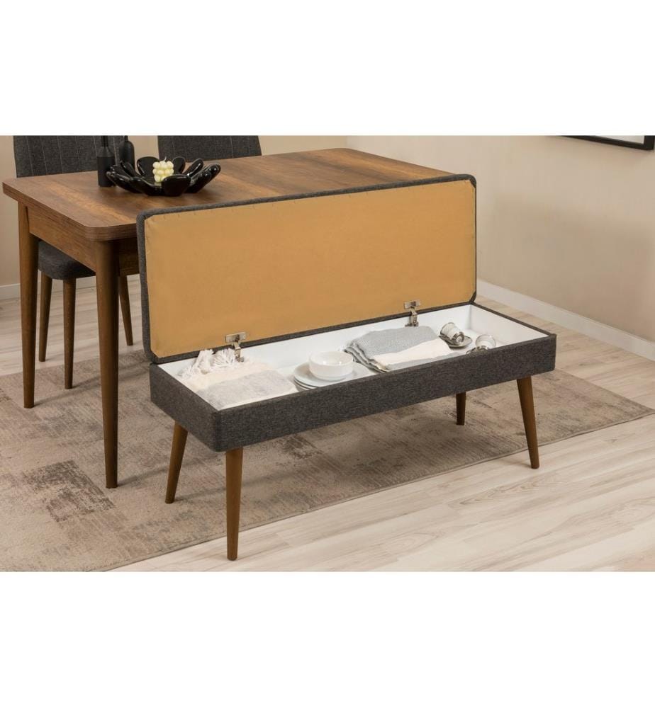 Set da pranzo allungabile con tavolo, sedie e consolle, 5 pezzi, noce, antracite, in pannello di particelle rivestito in melamina al 100%.