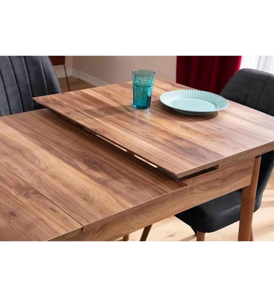 Ensemble table et chaises de salle à manger extensible, 7 pièces, anthracite, structure : 70% CHARME / 30% AGGLOMÉRÉ MÉLAMINÉ