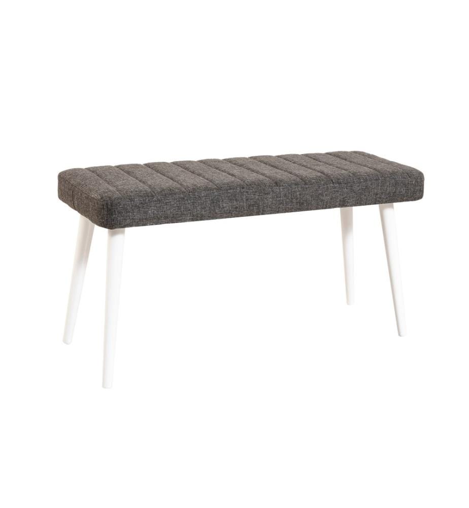Ensemble table et banc de salle à manger, 3 pièces, blanc, anthracite, 100% PARTICULES ENDUITES DE MÉLAMINE