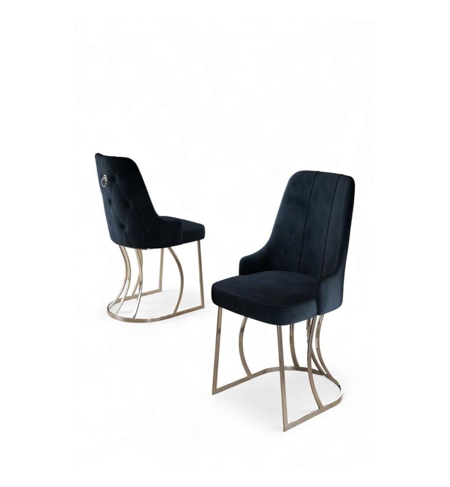 Ensemble de chaises, 6 pièces, 100 % métal, anthracite, chromé