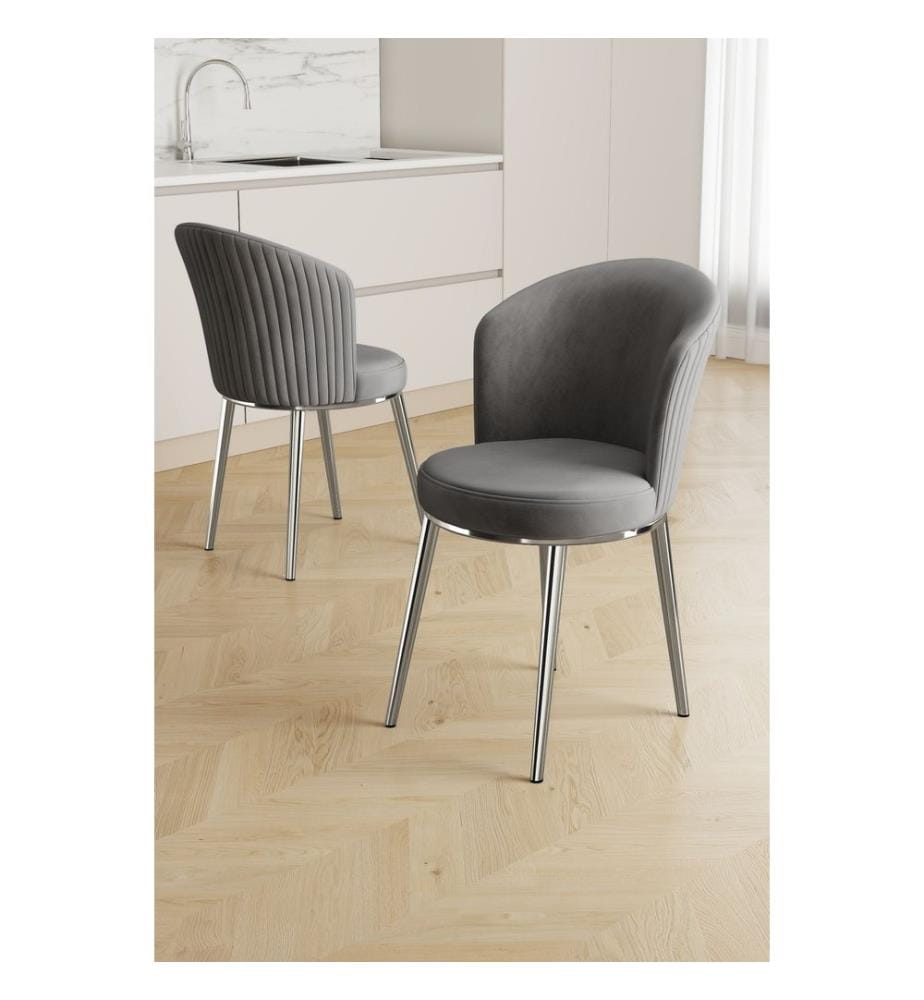 Stuhlset, 2-teilig, 100 % Metall, Grau, Chrom