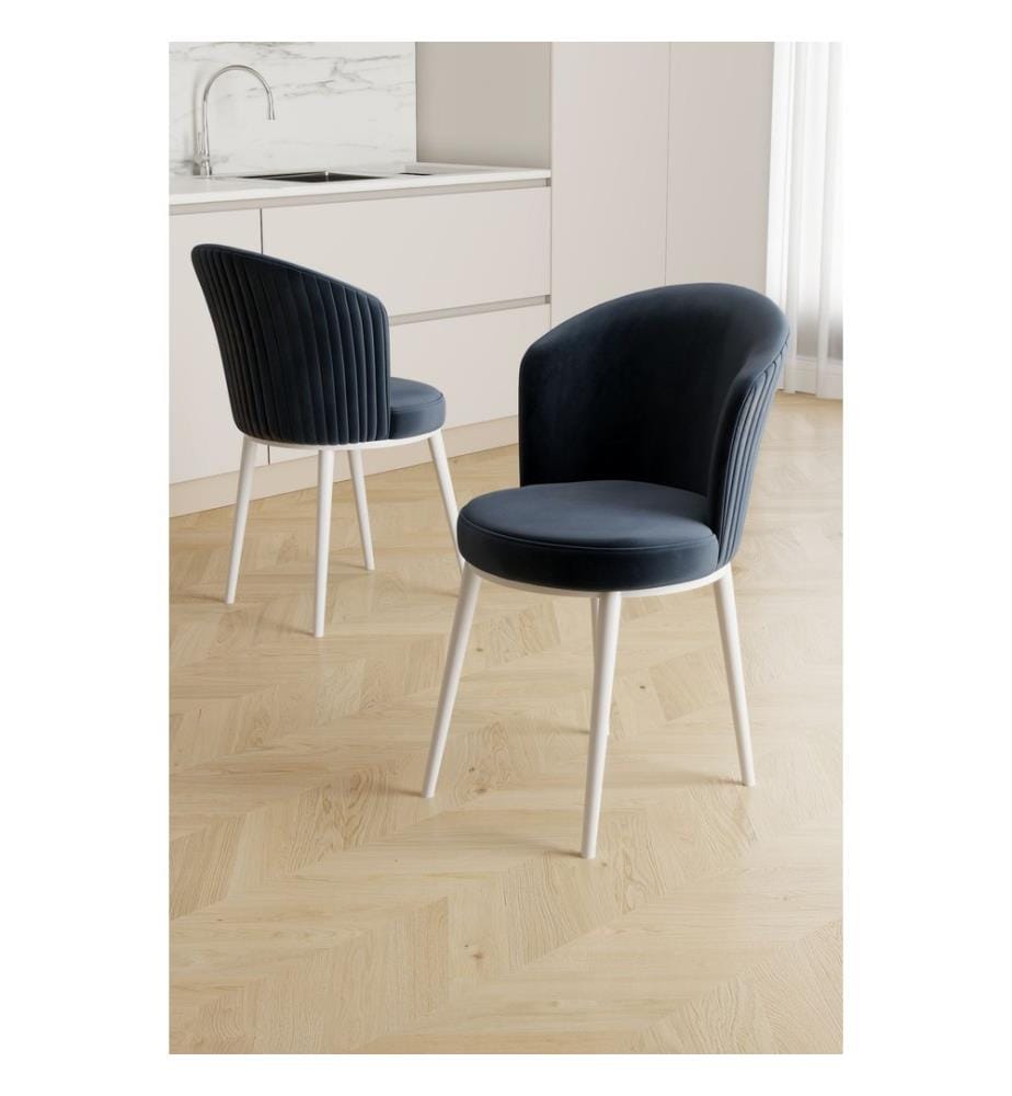 Stuhlset, 4-teilig, 100 % Metall, Anthrazit, Weiss