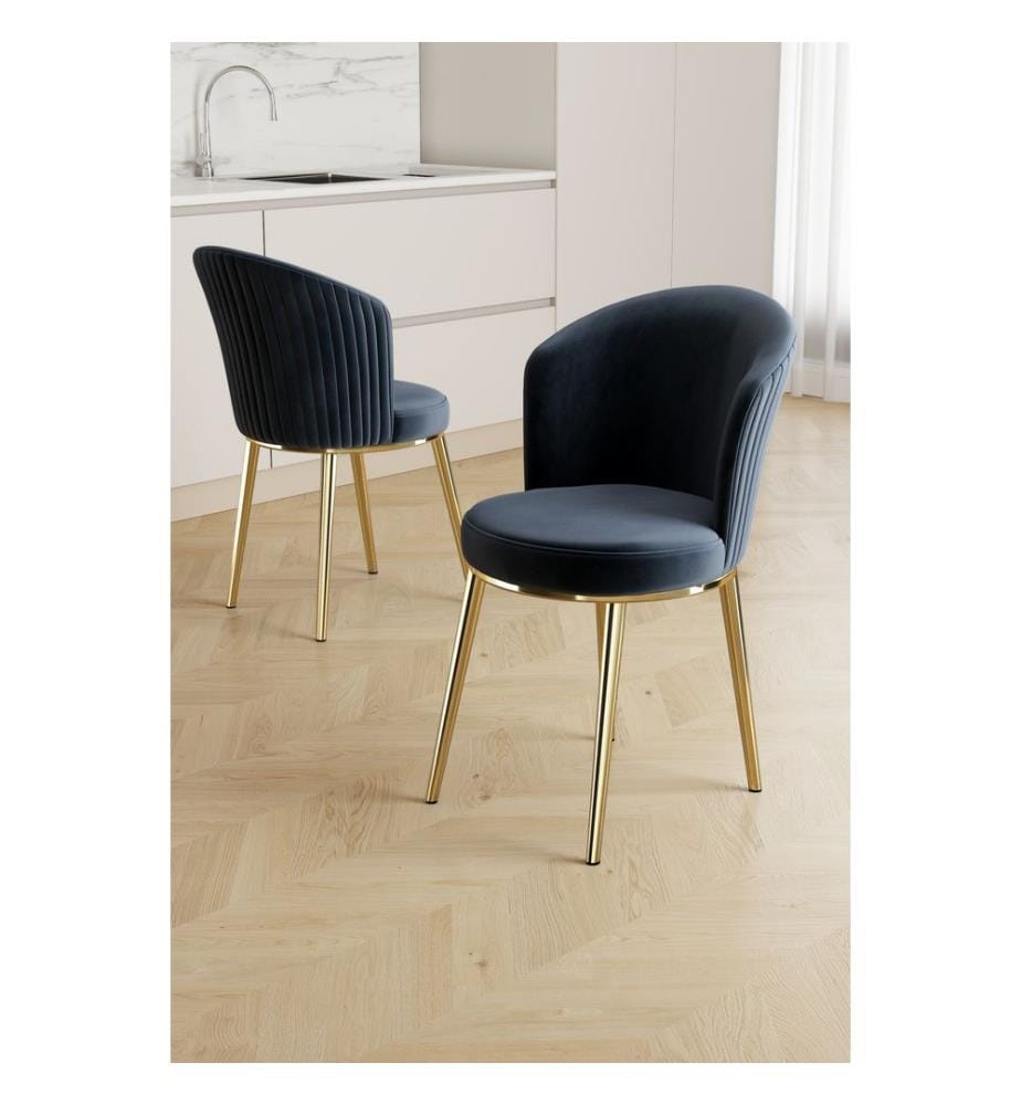 Stuhlset, 4-teilig, 100 % Metall, Anthrazit, Gold