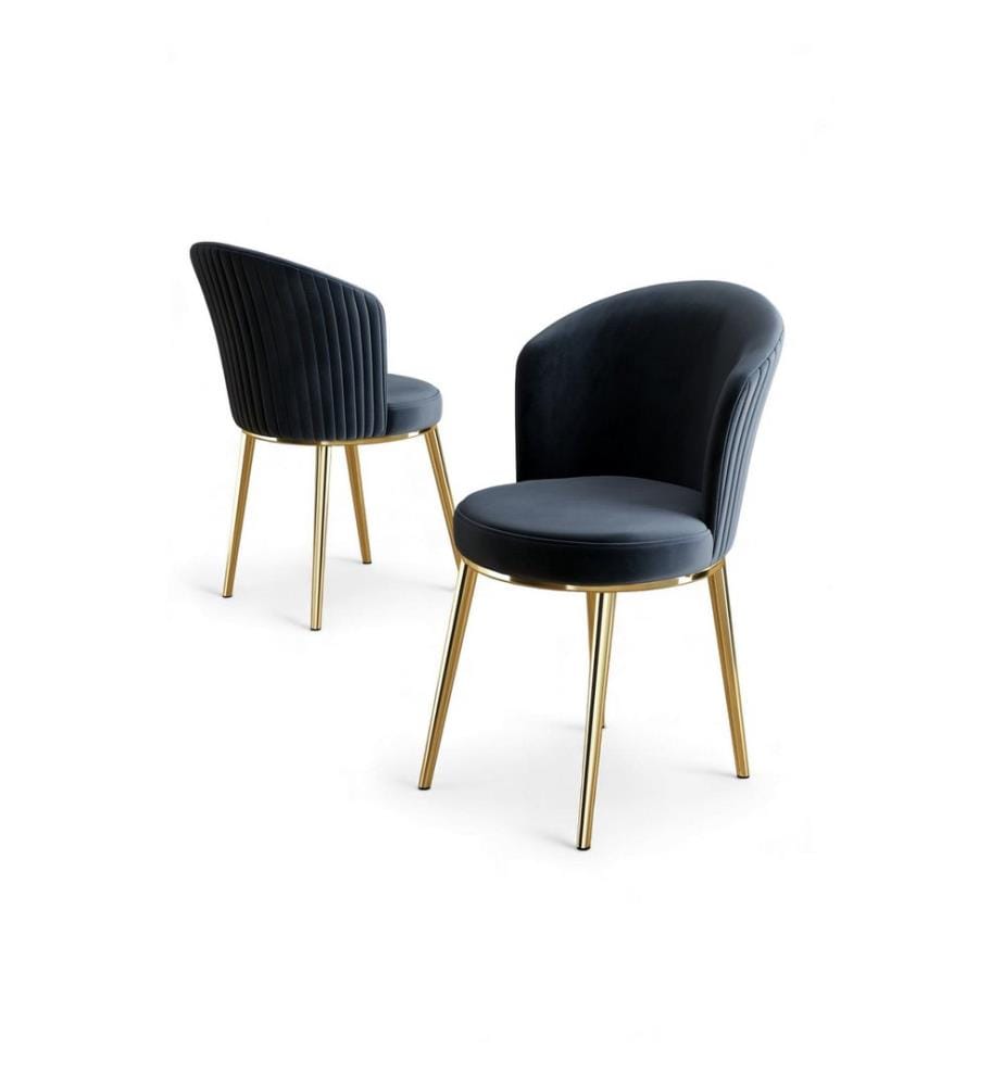 Stuhlset, 4-teilig, 100 % Metall, Anthrazit, Gold