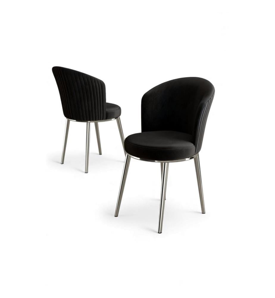 Stuhlset, 4-teilig, 100 % Metall, Schwarz, Chrom