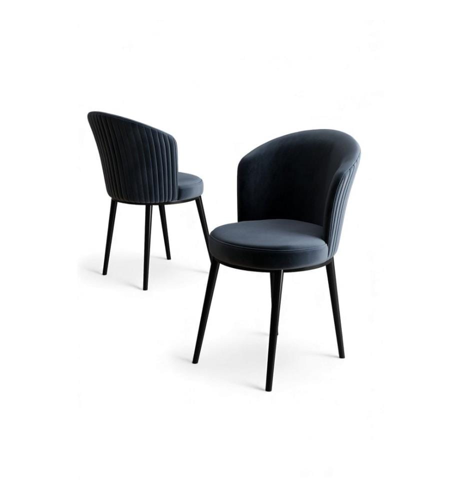 Stuhlset, 6-teilig, 100 % Metall, Anthrazit, Schwarz