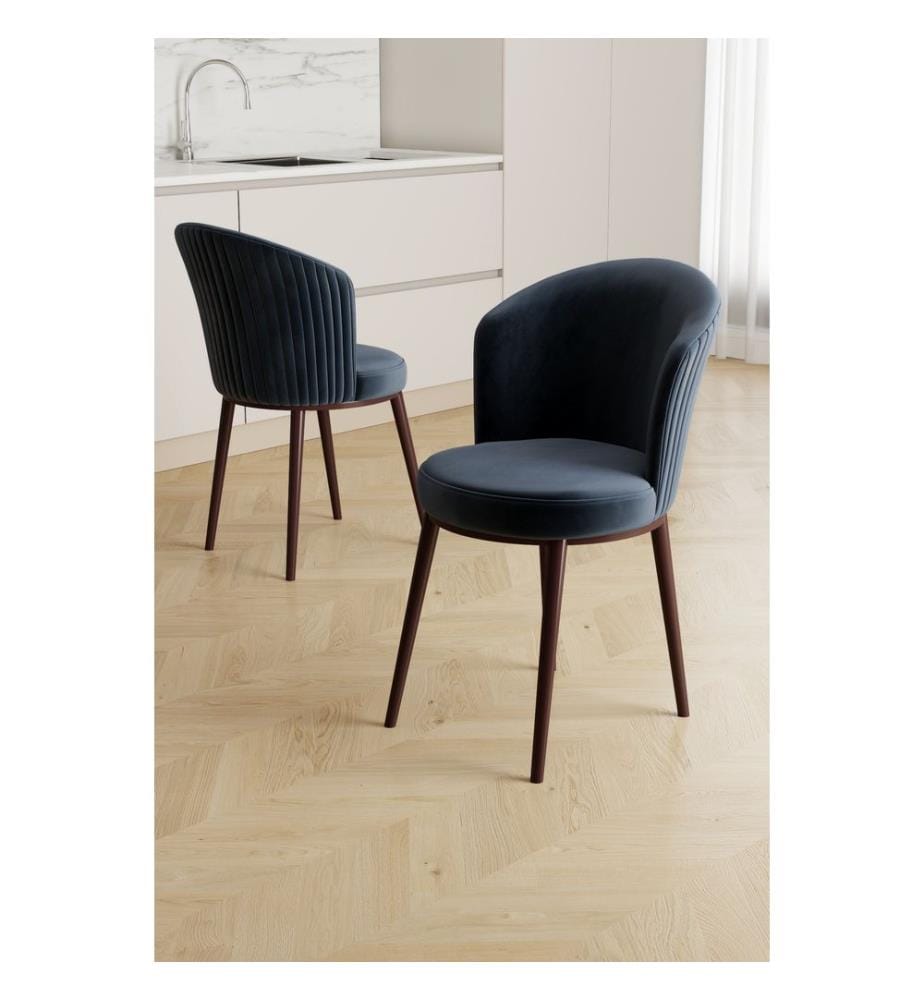 Stuhlset, 6-teilig, 100 % Metall, Anthrazit, Braun