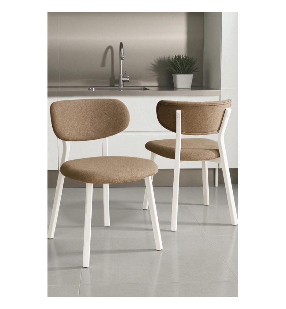 Stuhlset, 4-teilig, 100 % Metall, Cappuccino, Weiss