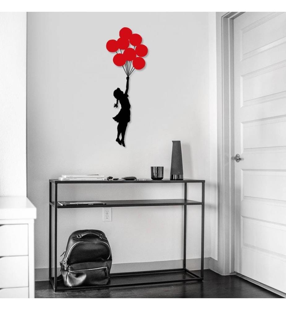 Decorative Metal Wall Accessory, Black, Red, Metal