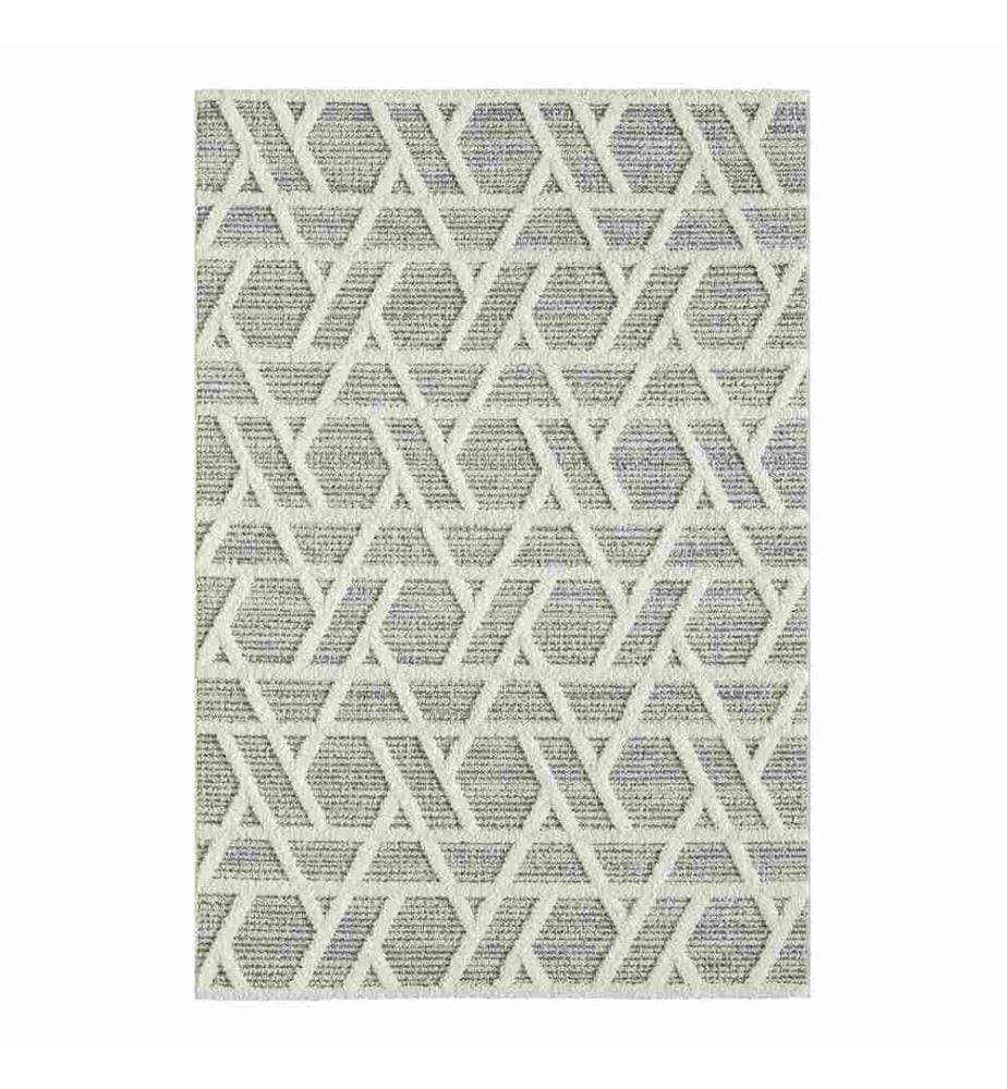 Tappeto da sala, Crema, Grigio, 100% polipropilene, 120 x 450 cm